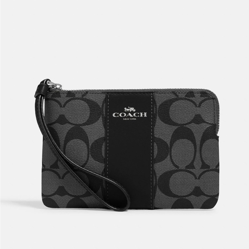 COACH Corner Zip Wristlet In Signature Canvas